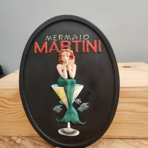 Vintage Mermaid Martini 3D Wall Plaque Bar Decor - Picture 9 of 14